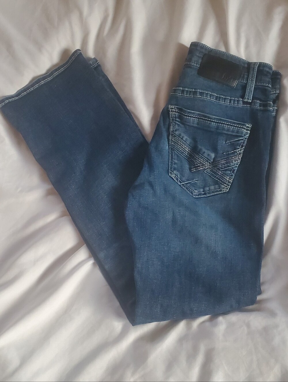 BKE Carter Distressed Bootcut Blue Denim Jeans, Men's Sz 29x32 (Actual W28/L31)